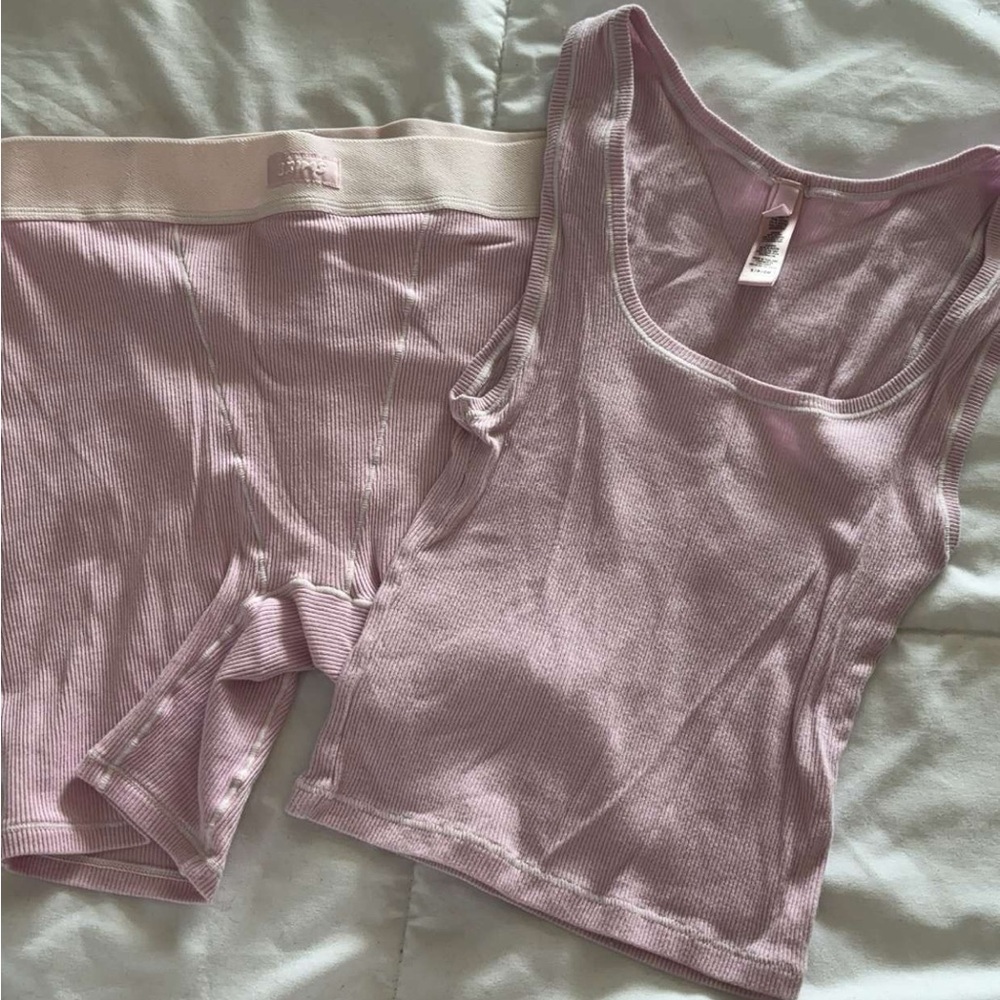Pink Skims Cotton Rib Set